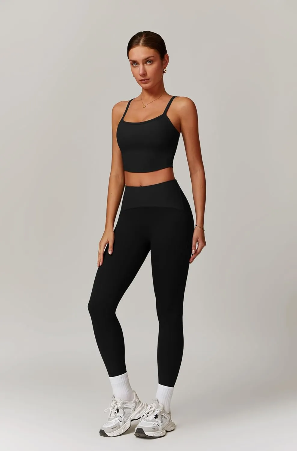 Womens Workout Sets 2 Piece Cross Back Tank Top Matching High Waist Leggings Sets Gym Outfits Work Out Clothes