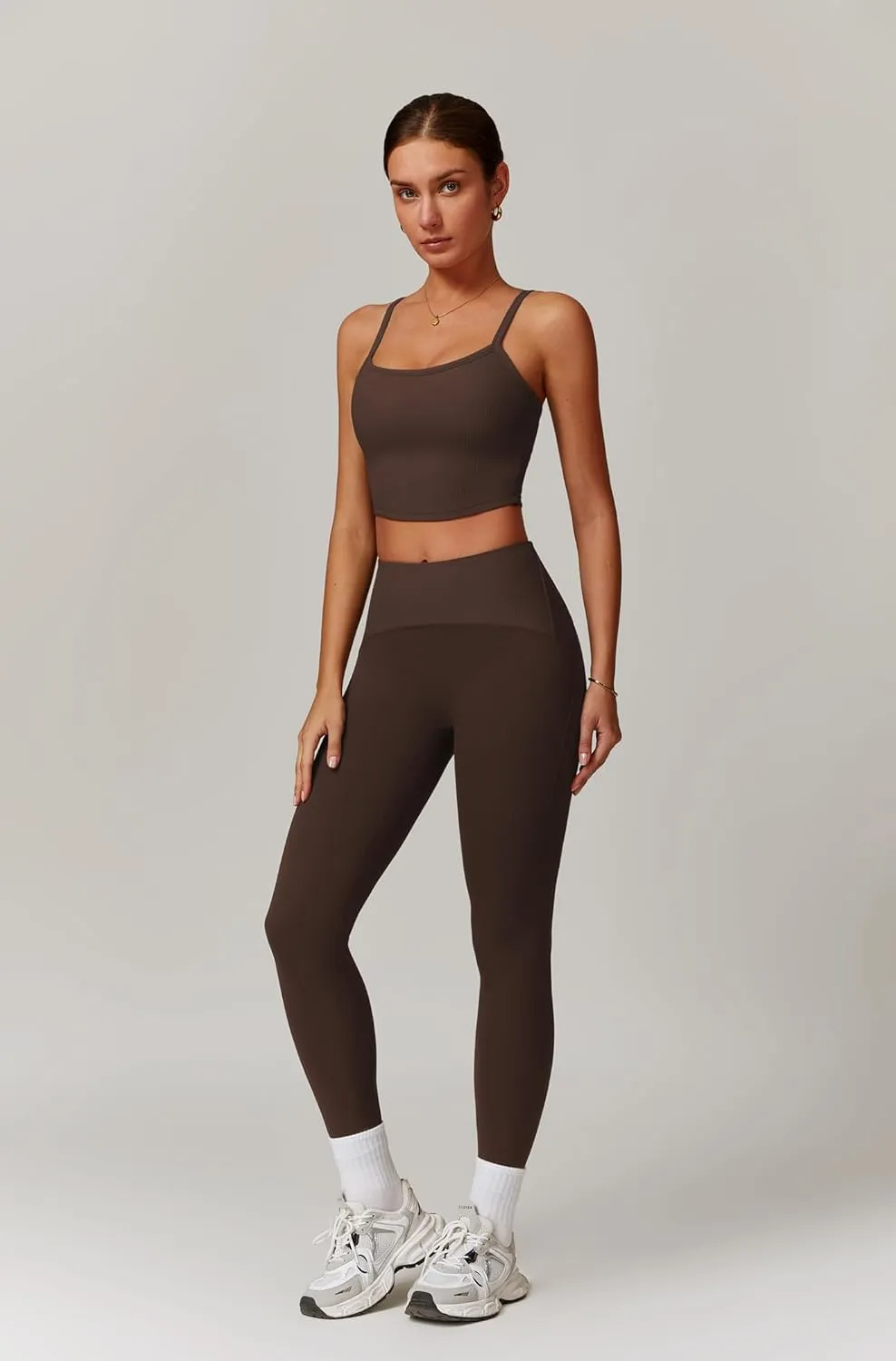 Womens Workout Sets 2 Piece Cross Back Tank Top Matching High Waist Leggings Sets Gym Outfits Work Out Clothes