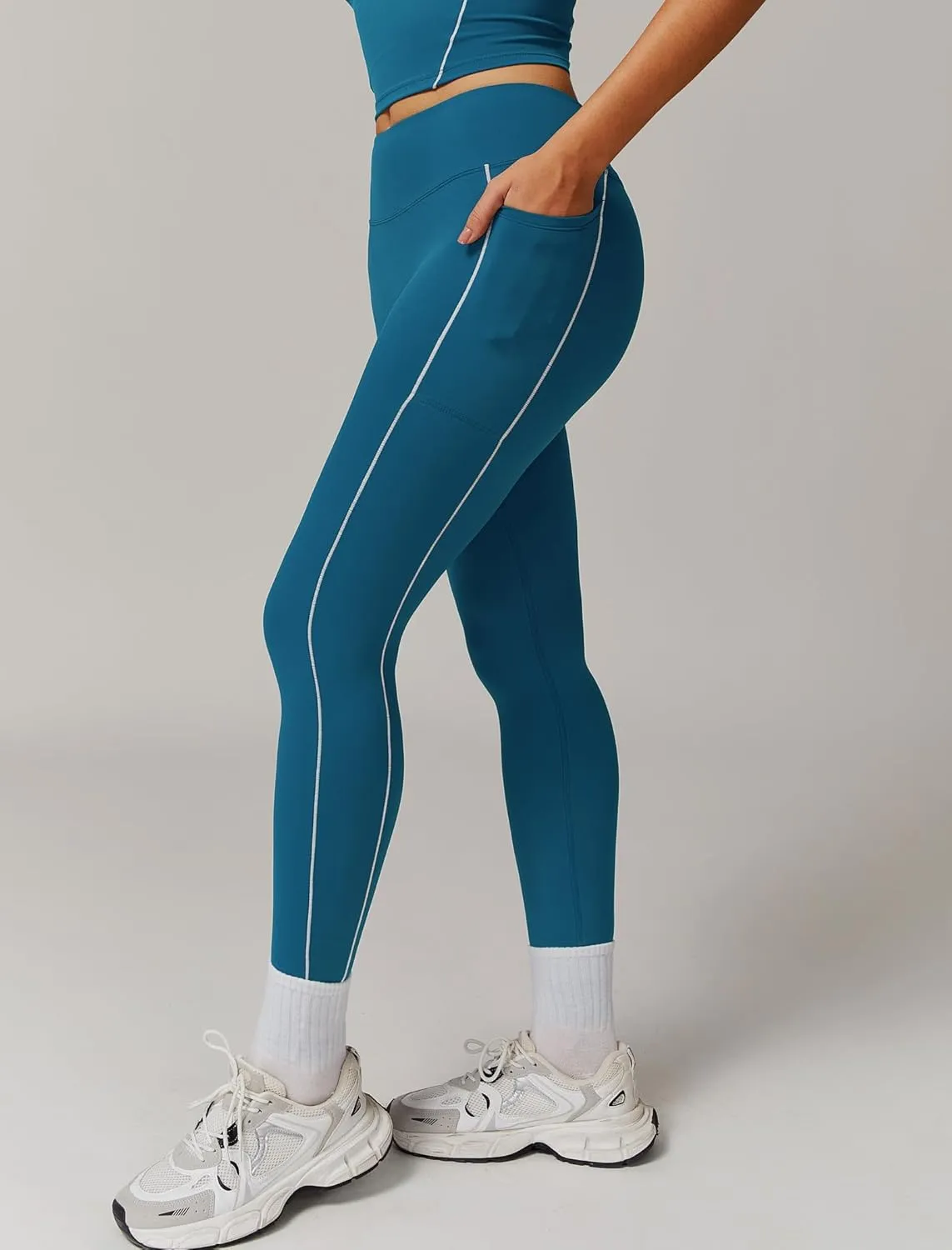 Womens Workout Sets Two Piece Spaghetti Straps Tank Top Matching High Waist Leggings Gym Work Out Outfits with Pockets