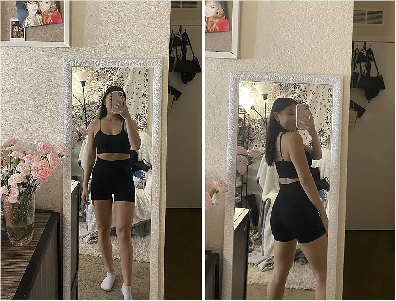 Workout Sets for Women 2 Piece Outfits Gym Shorts Women High Waisted with Adjustable Padded Sports Bra Gym Sets