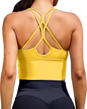 XUNYU Sports Bras for Women High Support Longline Workout Tank Tops Built in Bra Padded Strappy Yoga Crop Top Cross Gym