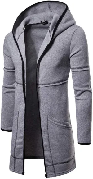 Ymosrh Winter Jackets for Men Fashion Mens Hooded Solid Trench Coat Jacket Cardigan Long Sleeve Outwear Blouse