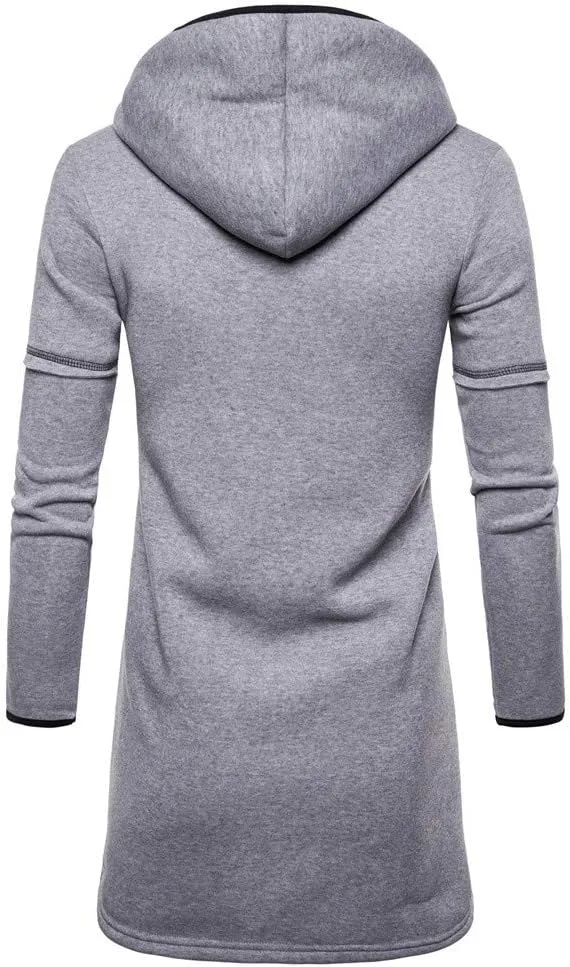 Ymosrh Winter Jackets for Men Fashion Mens Hooded Solid Trench Coat Jacket Cardigan Long Sleeve Outwear Blouse