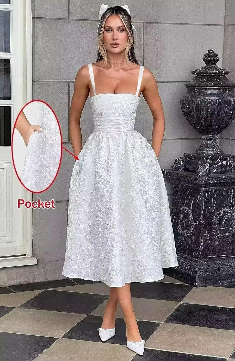 YOFF Spaghetti Straps Jacquard Floral Satin Prom Dresses Corset A Line Midi Homecoming Dresses for Teens YO155