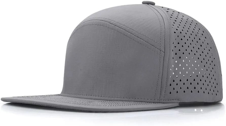 YuMENo Men's Flat Brim Baseball Cap Mesh Back Quick Dry Adjustable Performance Trucker Hats