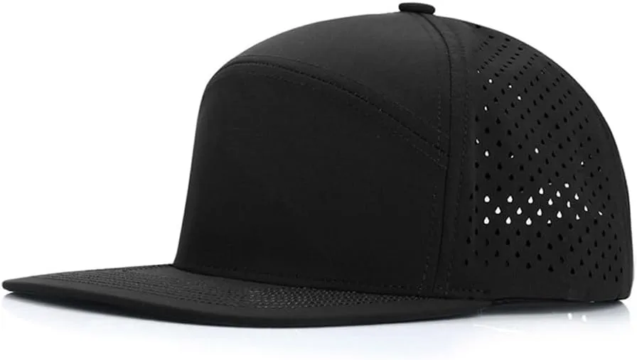 YuMENo Men's Flat Brim Baseball Cap Mesh Back Quick Dry Adjustable Performance Trucker Hats