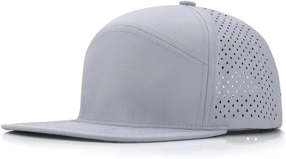 YuMENo Men's Flat Brim Baseball Cap Mesh Back Quick Dry Adjustable Performance Trucker Hats