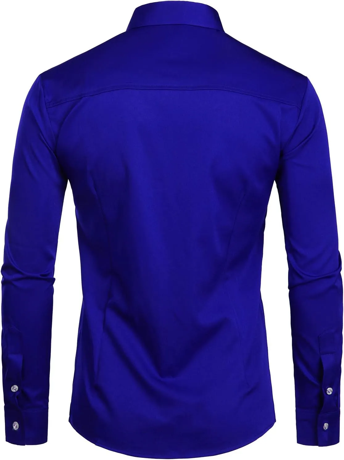 ZEROYAA Mens Slim Fit Long Sleeve Tuxedo Dress Shirts/Prom Performing Shirts