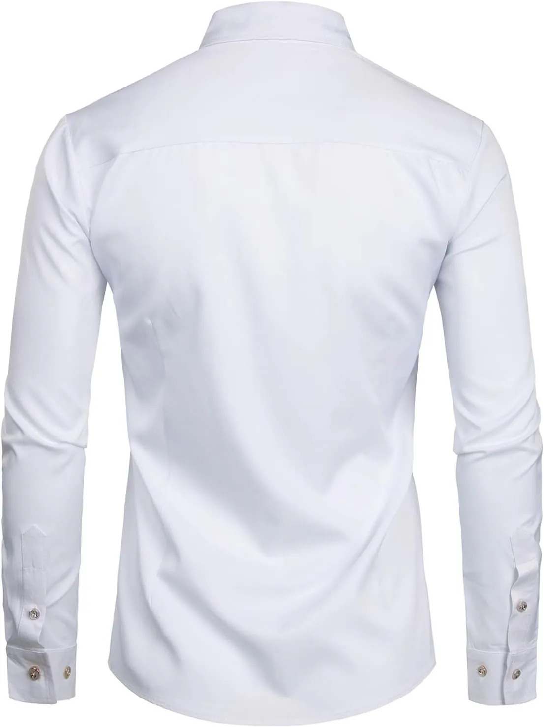 ZEROYAA Mens Slim Fit Long Sleeve Tuxedo Dress Shirts/Prom Performing Shirts